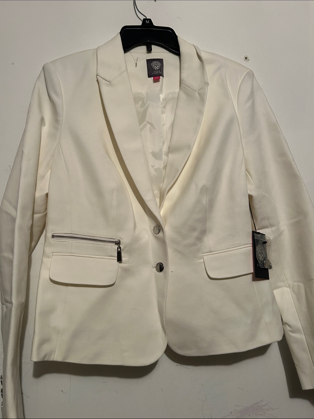 Vince Camuto Cream Single-Breasted Tailored Blazer